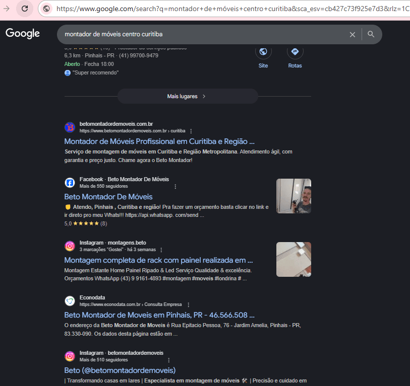 Busca Google - Centro de Curitiba