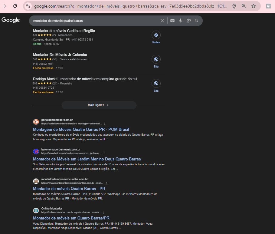 Busca Google - Quatro Barras
